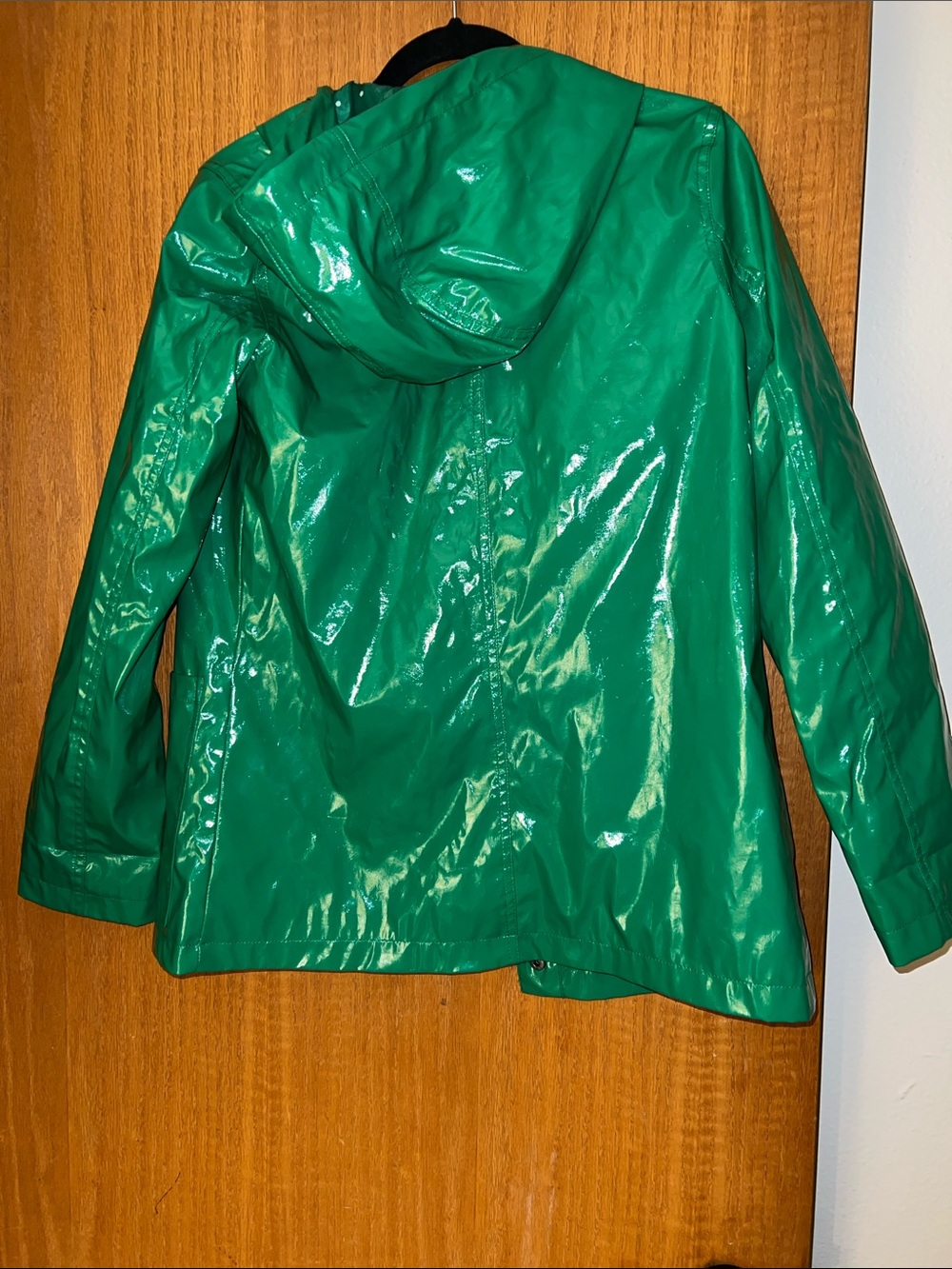 Xhilaration Shiny Green Hooded Rain Jacket - Picture 3 of 3